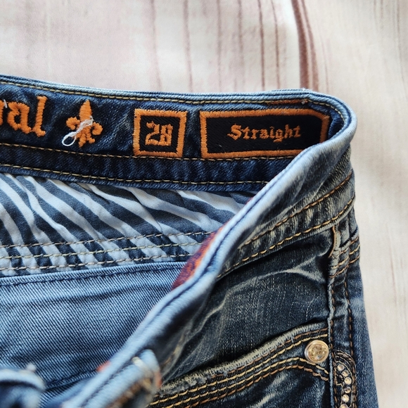 Rock Revival Buckle "Vivian" Low Rise Straight Leg Blue Jeans | Women's Size 28 - Picture 8 of 15